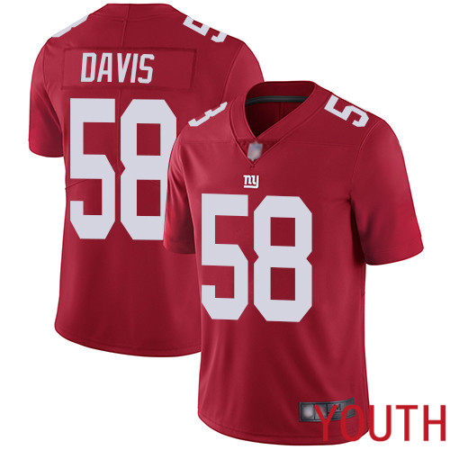 Youth New York Giants 58 Tae Davis Red Limited Red Inverted Legend Football NFL Jersey
